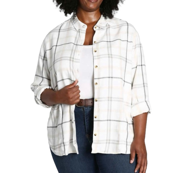 Jachs Girlfriend Women's Flannel Button Plaid Shirt Size XXL NWT - Picture 1 of 6